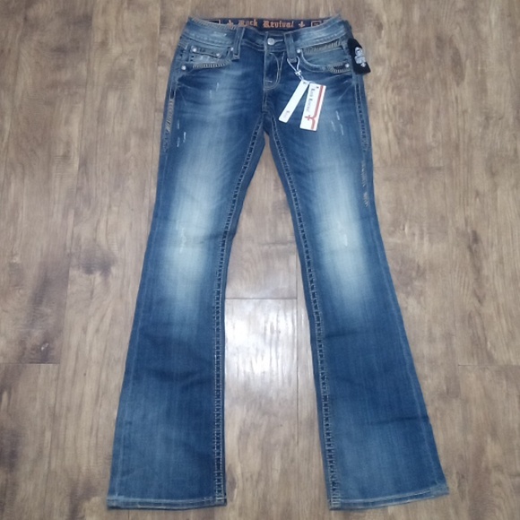 Rock Revival Women's 26 Bootcut Alanis Embellished Embroidered Distressed NWT - Picture 2 of 12